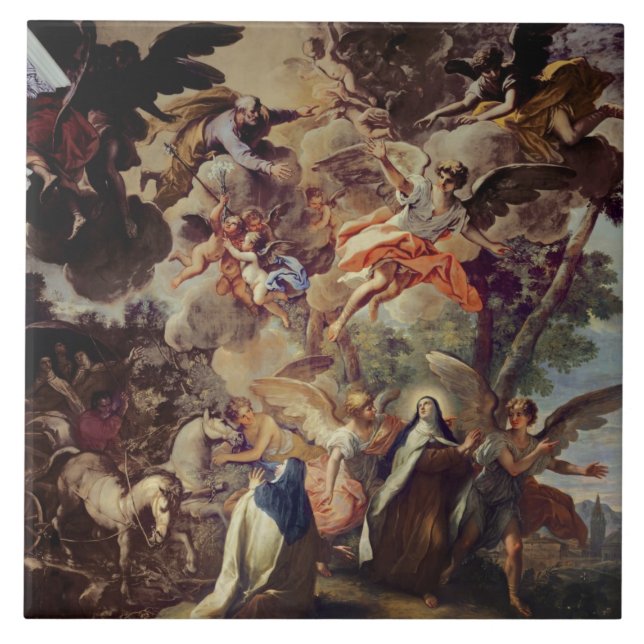 Apparition av St Joseph till St Theresa Kakelplatta (Framsidan)