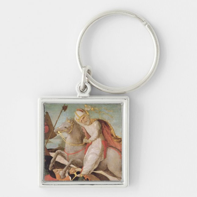 Apparitionen av St Ambrose Fyrkantig Silverfärgad Nyckelring (Framsidan)