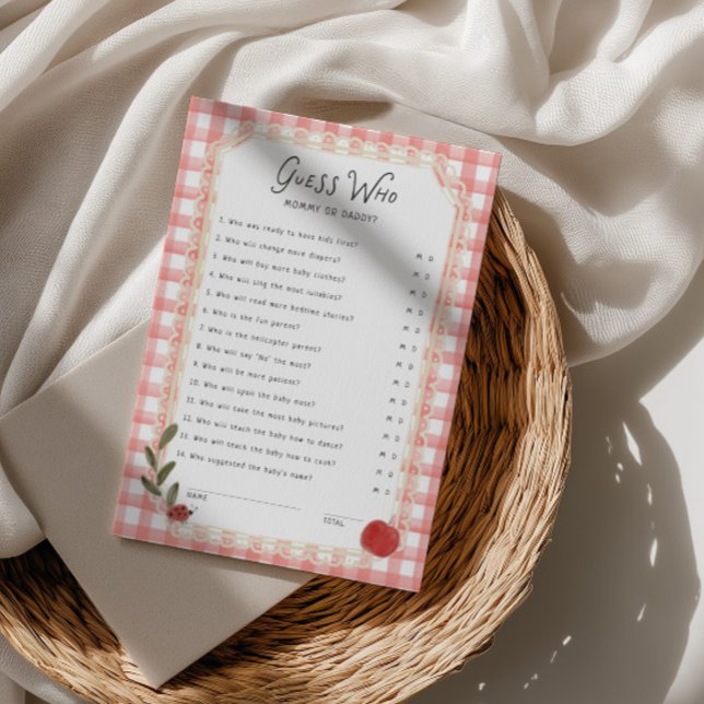 Äppel Baby Shower Gissa Vem Spelkort Inbjudningar (Skapare uppladdad)
