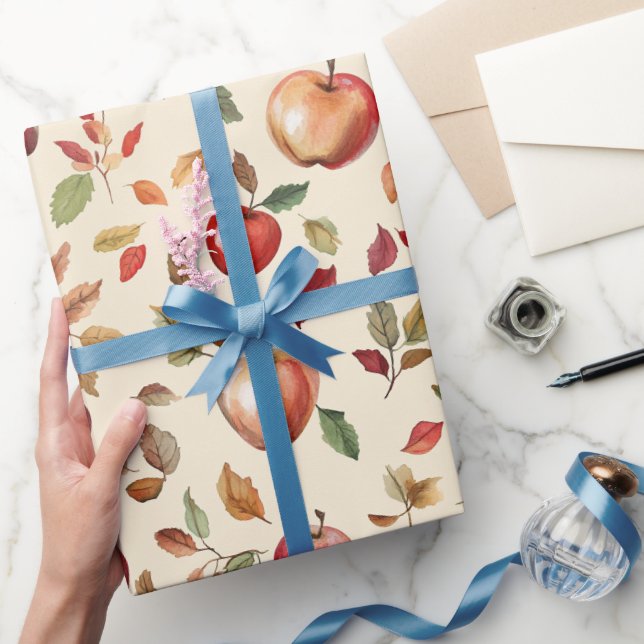 Äppel- och blad husvärmningsfest presentpapper (Gifting)