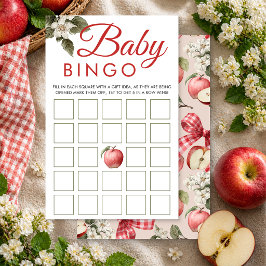 Äppel- och Gingham Baby Shower Bingo Spelkort