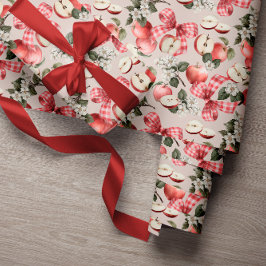 Äppel- och Gingham-båge Baby Shower-presentpapper Presentpapper