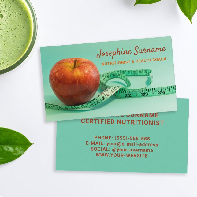 Äppel- och måttbandsdietist Nutritionist Hälsocoac Visitkort (Skapare uppladdad)