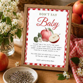 Äppel- och rutigt baby shower -spel: Säga inte bab