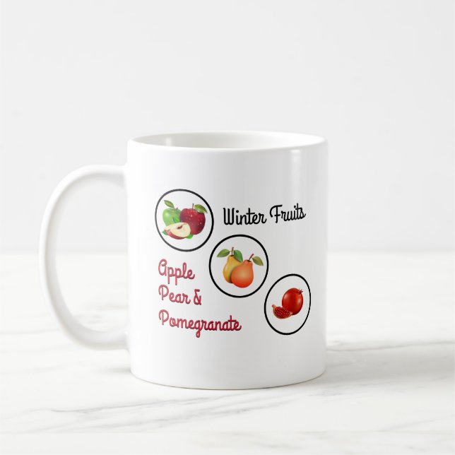 Äppel-, Päron- & Granatäpple Konst Kaffemugg (Vänster)