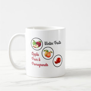 Äppel-, päron- och granatkonstverk kaffemugg