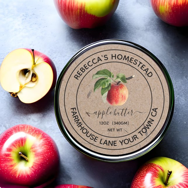 Äppel-smör Kraft papper Konserveringsburks Etikett (Skapare uppladdad)
