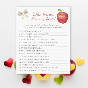 Äppelbaby shower Vem vet vem mamma är bäst spel
