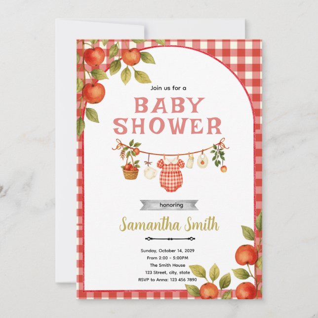 Äppelbarn baby shower Part Invitation Inbjudningar (Framsida)