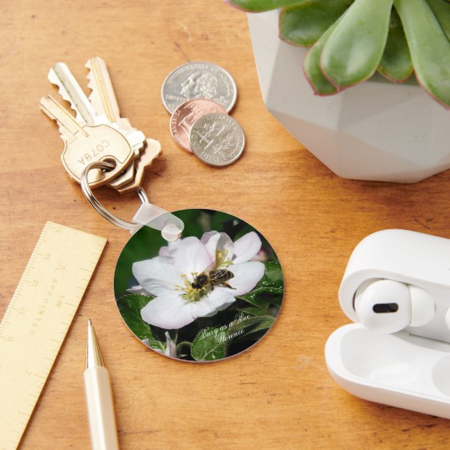 Äppelblom & Bi Makrofoto | Nyckelring (Skrivbord)