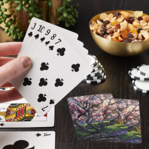 ÄppelBlommar med röd Lila vit Grönt Casinokort
