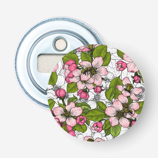 Äppelblommar på vitt flasköppnare (Framsidan)