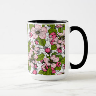 Äppelblommar på vitt mugg