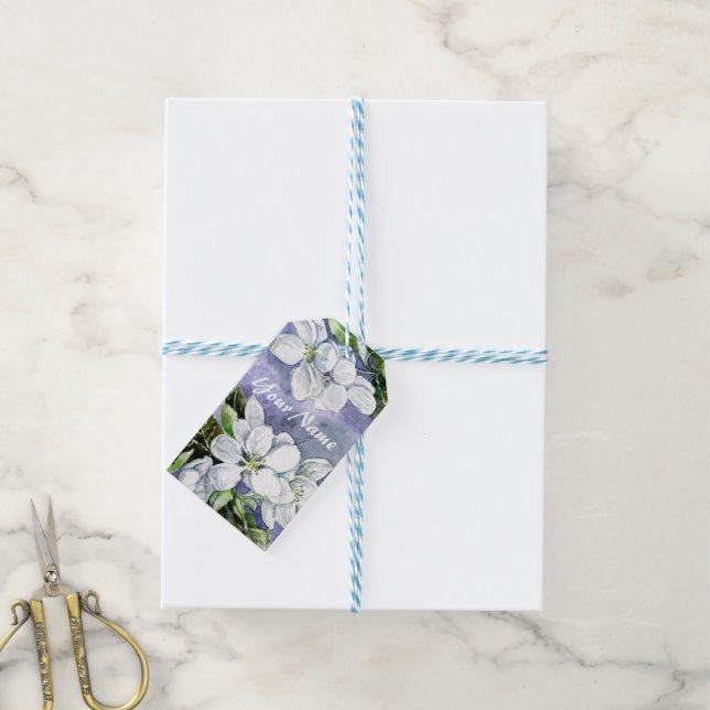 Äppelblommar Presentetikett (Med Snöre)