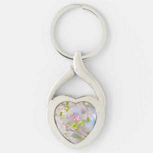 Äppelblommar - skönhet twisted heart silverfärgad nyckelring