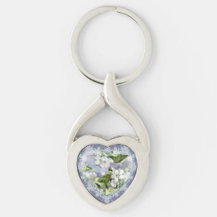 Äppelblommar Twisted Heart Silverfärgad Nyckelring
