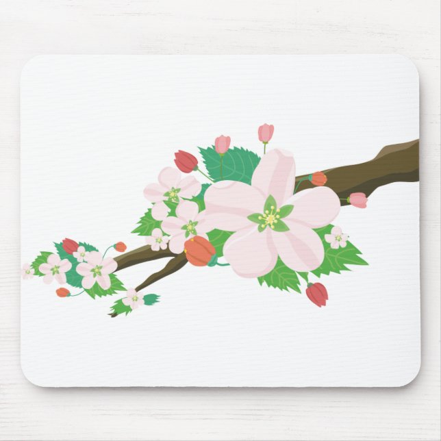 Äppelblommor, Blommar Träd Vår Musmatta (Framsidan)