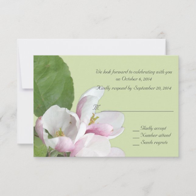 äppelblommor grön RSVP-kort Inbjudningar (Framsida)