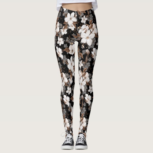 Äppelblommor Leggings (Framsida)