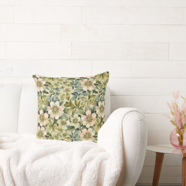 Äppelblommor och blad kudde (Soffa)
