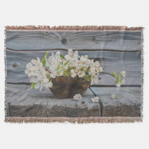 Äppelblomster Stilleben – Original Fin Konsttryck Filt
