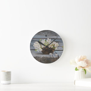 Äppelblomster Stilleben - Original Finkonsttryck Rund Klocka