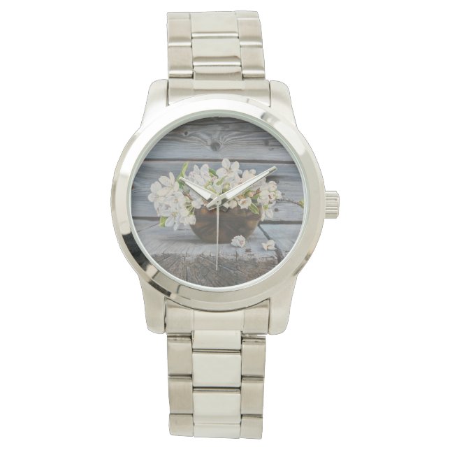 Äppelblomster Stilleben – Original Konsttryck Armbandsur (Framsida)