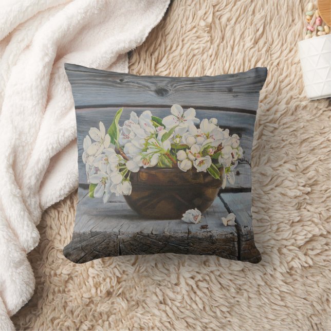 Äppelblomster Stilleben – Original Konsttryck Kudde (Filt)