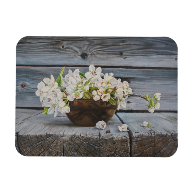 Äppelblomster Stilleben – Original Konsttryck Magnet (Horisontell)