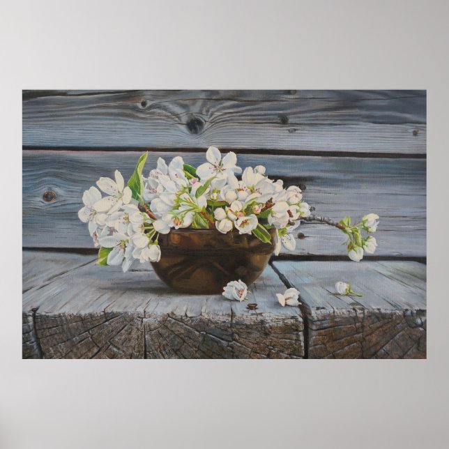 Äppelblomster Stilleben – Original Konsttryck Poster (Framsidan)