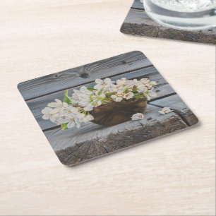 Äppelblomster Stilleben – Original Konsttryck Underlägg Papper Kvadrat