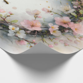 Äppelblomsterkrans Vattenfärg Presentpapper