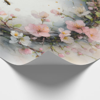 Äppelblomsterkrans Vattenfärg Presentpapper