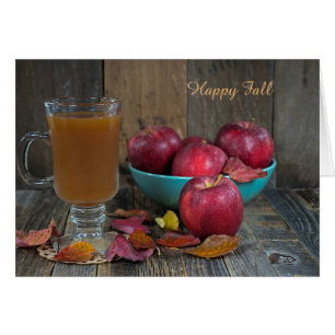 äppelcider och äpplen av hett hälsningskort