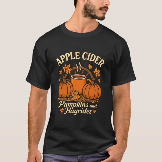 Äppelcidrumpor och höstacksturer Söt höst tack T Shirt (Framsida)