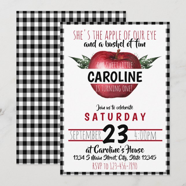 Äppelfödelsedag Inbjudningar (Fram/baksida)