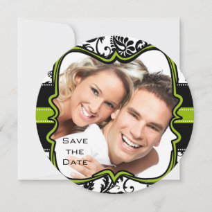 Äppelgröna Damaskvirvlar Bröllop Save the Date Spara Datumet