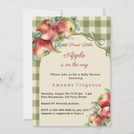Äppelgrönt gingham-flicka Baby Shower Inbjudningar