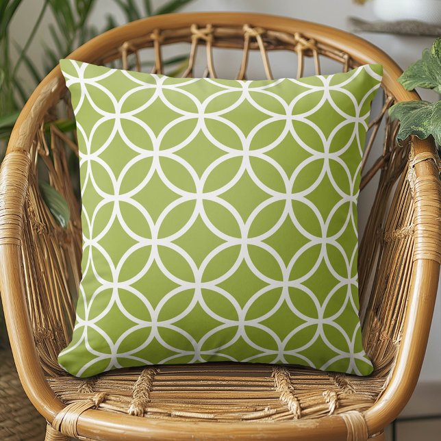 ÄppelGrönt och Vit modern geometrisk Mönster Kudde (Custom Pillow)