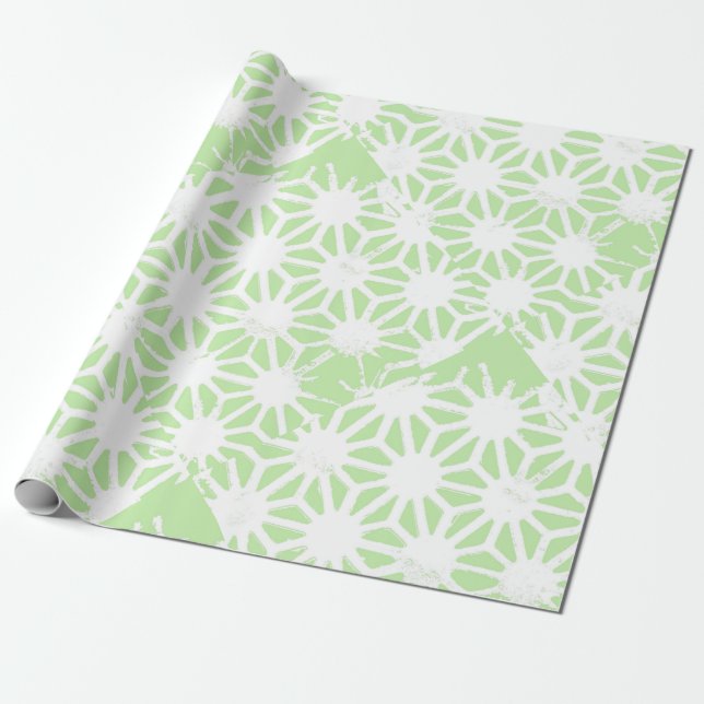 Äppelgröntens geometriska mönster presentpapper (Utrullad)