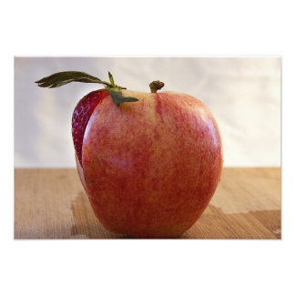 Äppeljordgubbssaftighet och unikt fruktfoto fototryck