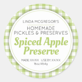 Äppelkonservering grönt runt sylt burk-livsmedelse runt klistermärke