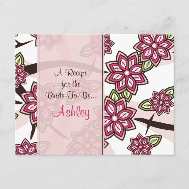 Äppelkörsbärsblom-receptkort till bruden vykort (Framsida)