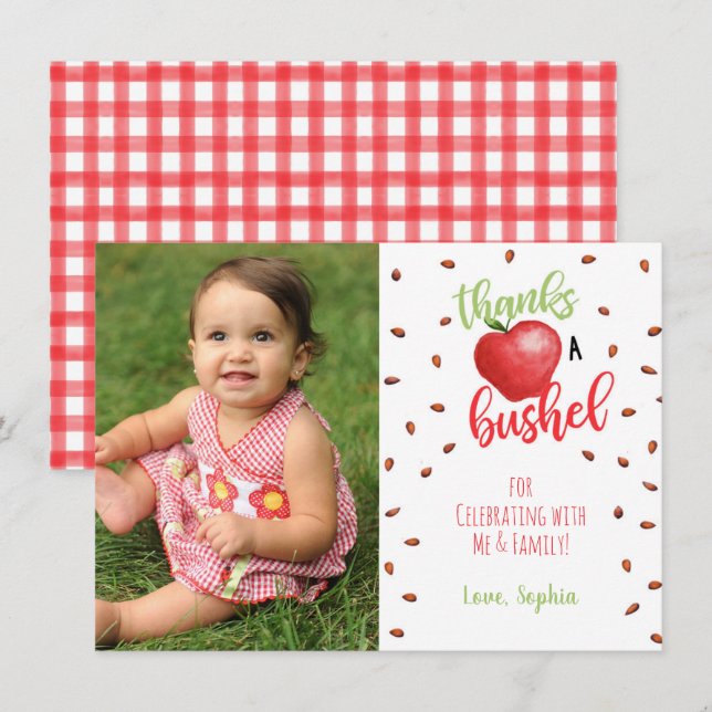 Äppelkort med foto tack inbjudningar (Fram/baksida)