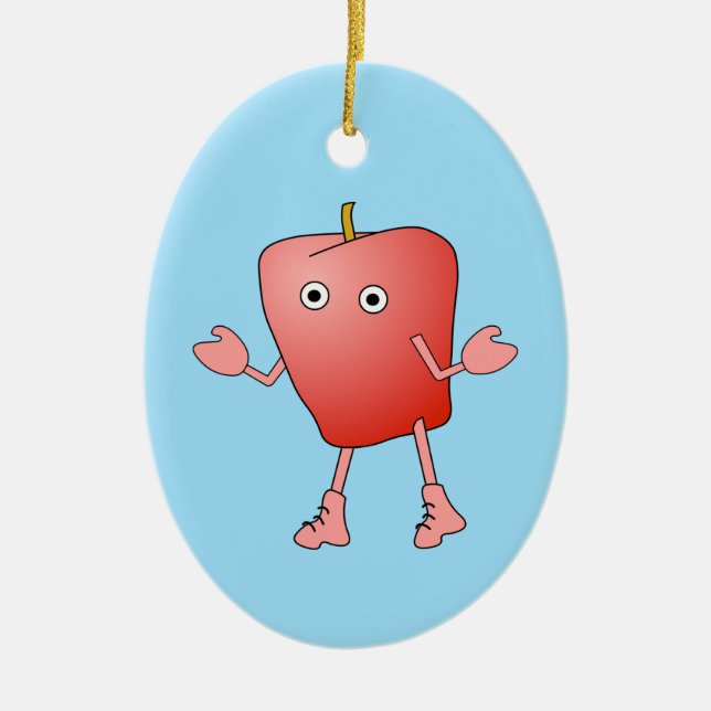 Äppelkritiker, keramiska prydnadsföremål julgransprydnad keramik (Framsidan)