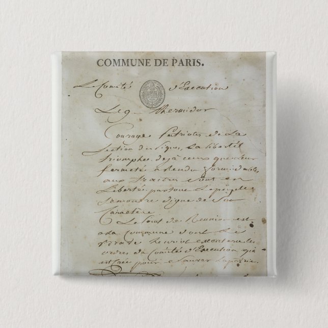 Appell från Maximilien de Robespierre Knapp (Framsida)