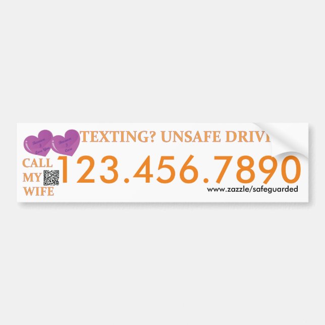 Appell min fru - Texting Safedriving LifeSaver Bildekal (Framsidan)
