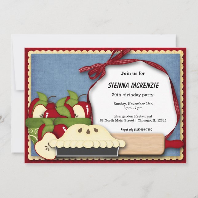 Äppelpaj Födelsedag Inbjudningar (Framsida)