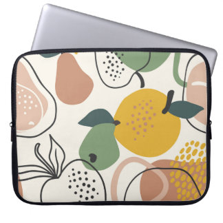 Äppelpäron: Vintage Hand-Drawn Mönster. Laptop Fodral