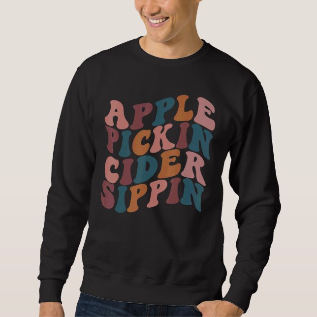 Äppelplockande Ciderdrickande Äppelplockningslag S Lång Ärmad Tröja (Framsida)